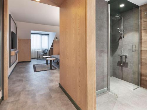 a bathroom with a shower and a walk in shower at ibis Istanbul Sisli in Istanbul