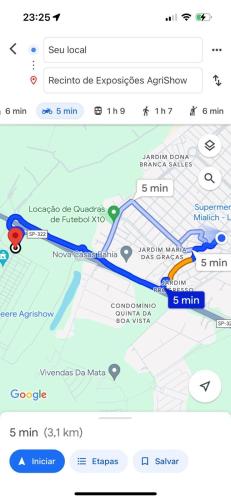 uma imagem de um mapa de um metro em Casa para Agrishow 5min em Ribeirão Preto