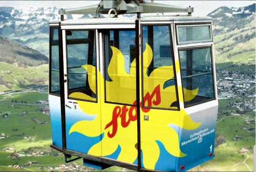 a cable car with bananas painted on it at Studio with wifi at Morschach in Morschach