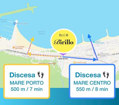 a map of the route of a marathon at B&B Birillo in Cariati