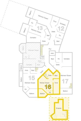 a floor plan of a house at Apartment 16 - Ferienresidenz Roseneck, Galeriewohnung, mit Schwimmbad in Todtnauberg bei Feldberg in Todtnauberg