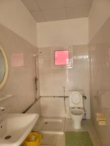 y baño con aseo, bañera y lavamanos. en Appt-sady en Yibuti