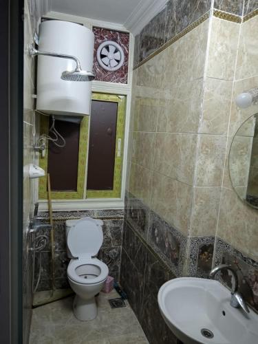 een badkamer met een toilet en een wastafel bij الدقي in Caïro