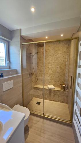 une salle de bain avec douche et toilettes dans l'établissement La Dolce Vita de Cannes: Luxury city center apartement, beautiful View, à Cannes