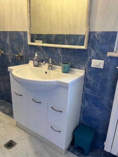 a bathroom with a white sink and a mirror at mineVaganti in Ancona