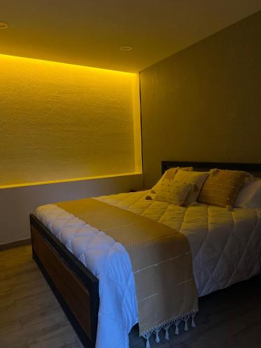 En eller flere senge i et værelse på Hotel Matamoros 11