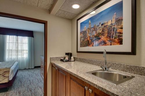 a bathroom with a sink in a hotel room at Drury Inn & Suites Charlotte Northlake in Charlotte