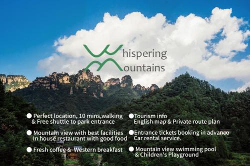 a poster of mountains with the wordsivenping mountains at Whispering Mountains Boutique Hotel in Zhangjiajie