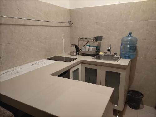 a kitchen with a sink and a bottle of water at Loft Chalet in Aguascalientes