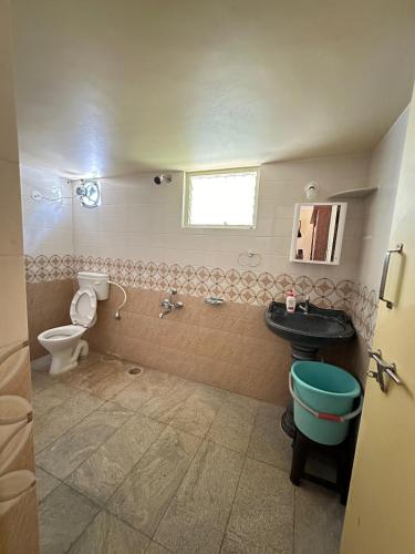 een badkamer met een toilet en een wastafel bij Parvati Home Stay in Mysore