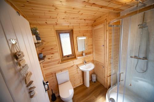 Vannas istaba naktsmītnē Beautiful Log Cabin with hot tub