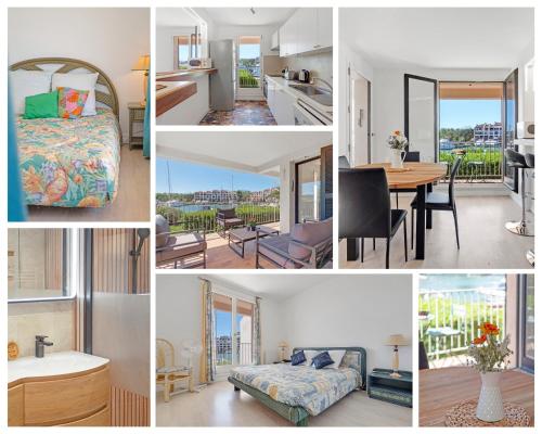 un collage de photos d'une chambre et d'un salon dans l'établissement Rêve d'Azur, à Cogolin