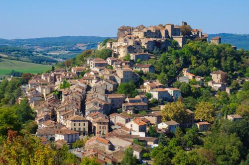 a village on top of a hill with houses at Puechblanc Gîtes et Chambre d'hôte dans le Triangle d'or Gaillac-Albi-Cordes sur Ciel in Fayssac