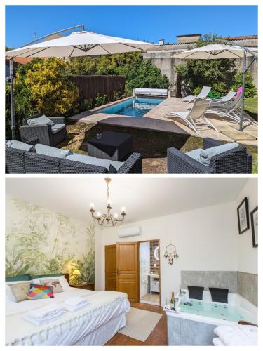 une villa avec piscine et une maison dans l'établissement 