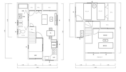 Půdorys ubytování 古-雅の宿
