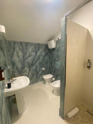 a bathroom with a sink and a toilet at Palazzo Venezian 5 in Trieste