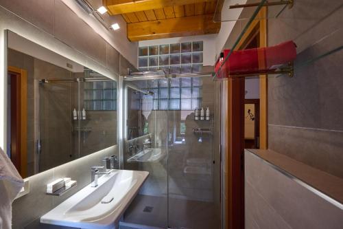 a bathroom with a sink and a shower at CAV MOTTENO in Mandello del Lario