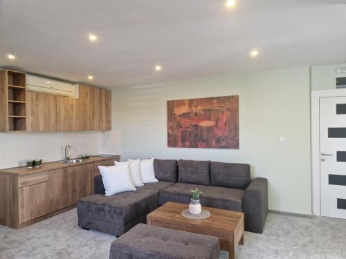 a living room with a couch and a table at Apartmani Maksa in Stanovo
