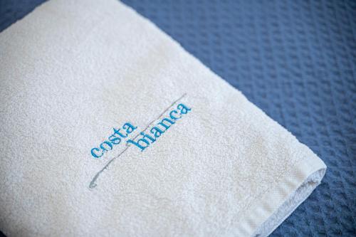 a napkin with the words quick inventory written on it at Costa Bianca Villas in Koilás