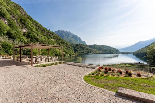 a wedding venue with a view of a lake at Agriturismo Scraleca in Angolo Terme