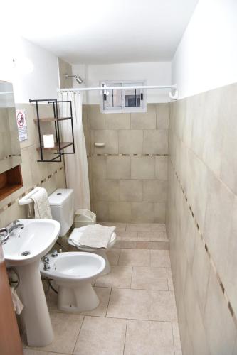 a bathroom with a toilet and a sink at Departamentos x dia Viedma CON COCHERA in Viedma
