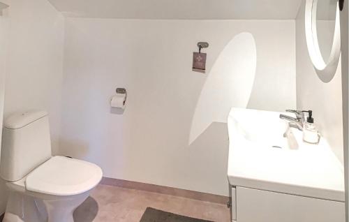 y baño con aseo blanco y lavamanos. en Gorgeous Apartment In Hammar With Kitchen, en Hammarö