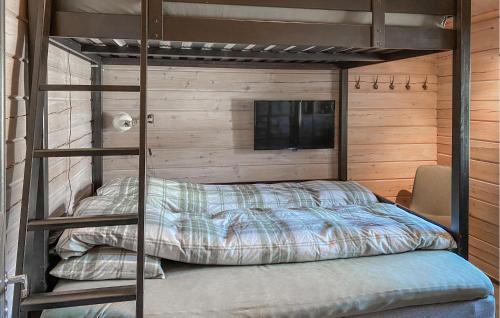 sypialnia z łóżkiem piętrowym i telewizorem w obiekcie Cozy Home In Bjorli With House A Panoramic View w mieście Bjorli