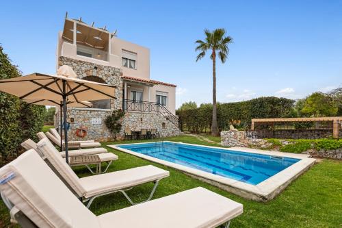 Kolam renang di atau dekat dengan Sea view villa Stelios with Private pool Near the beach