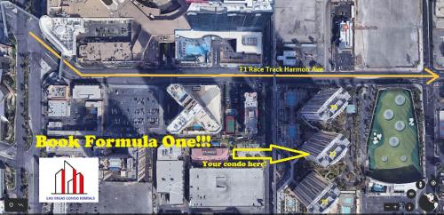 a map of a city with a red and yellow arrow at MGM Signature-21-701 1Br2Ba F1 Strip View Balcony in Las Vegas