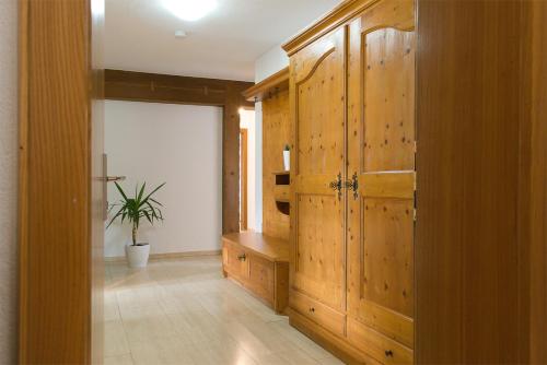 a room with wooden cabinets and a potted plant at B31 - Ferienwohnung in Bezau in Bezau