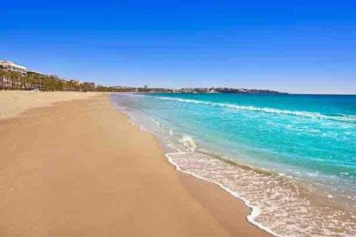 a beach with the ocean and the shoreline at Unique Apartment La Pineda in La Pineda