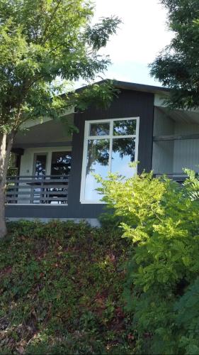 a home with a black and white house at TwinHouse "Family Estate" in Kamianets-Podilskyi