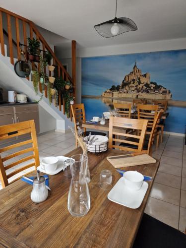 Et opholdsområde på L'Aurore de la Baie, vue sur le Mont-Saint-Michel