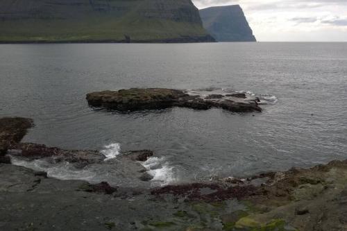 a body of water with rocks in the water at Apartment with a panoramic view A in Viðareiði