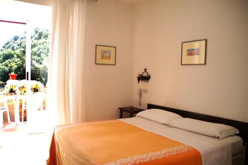 伊斯基亞的住宿－唐·佩德羅酒店，一间卧室设有一张床和一个窗口