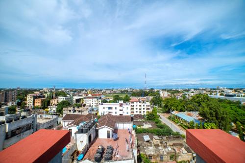 an aerial view of a city with buildings at JAMAKI Hospitality in Mombasa