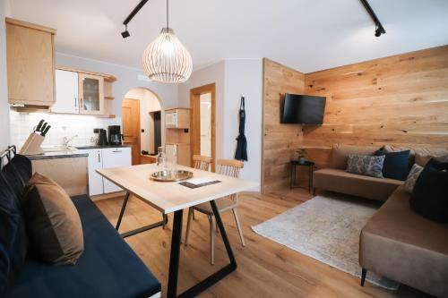 Kuchyň nebo kuchyňský kout v ubytování Appartementhaus Arnika