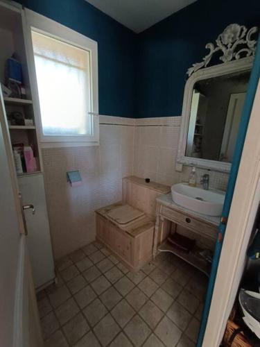 une salle de bain avec un lavabo et un miroir dans l'établissement Villa Reillanne Luberon, à Reillanne