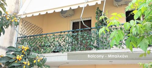 un balcón con una valla y plantas. en Efi Studio 4 Lamia en Lamía