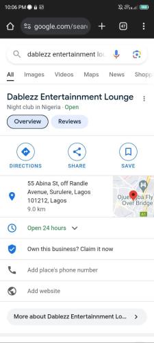 een schermafdruk van de filterpagina van een mobiele telefoon bij Dablezz entertainment Lounge and Rooms in Lagos