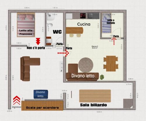 - Plano de planta de un pequeño apartamento con: en loft style taverna en Aversa