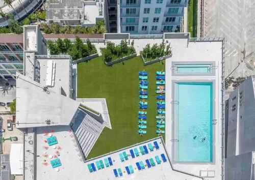 an overhead view of a swimming pool with a pool at Luxury Waterfront Residences - near Kaseya Center in Miami