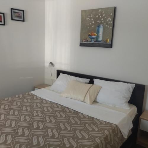 a bed in a bedroom with a picture on the wall at Apartment Tuja in Jadrtovac