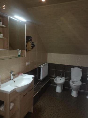 a bathroom with a sink and a toilet at Liepu Residence in Olayne