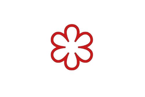 a red logo with a four leaf clover at Weinstadt Hotel - das Original in Weinstadt