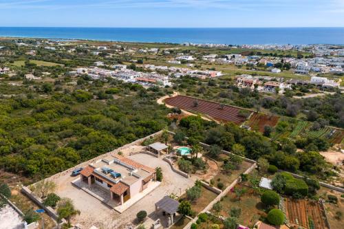 an aerial view of a house and the ocean at Villa con piscina 429 in Torre Pali 