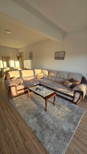 a living room with a couch and a coffee table at Apartments Radoman in Ulcinj