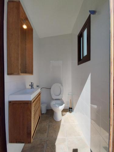 a bathroom with a toilet and a sink at Casa Ramos in Conil de la Frontera