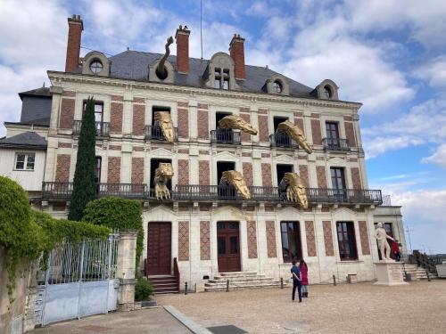 une femme se tient devant un bâtiment dans l'établissement La Loire et ses châteaux avec vos proches, à Blois