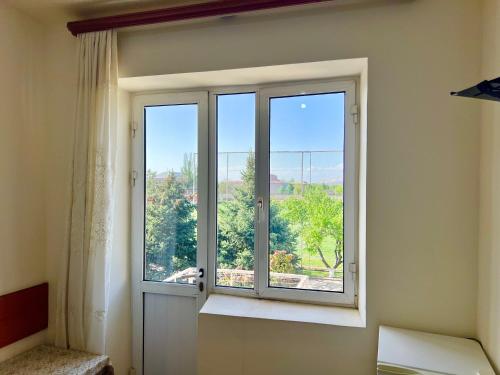 a window in a room with a view at Ayg Hotel and Sport Complex Ararat in Davalinskiy Tsemzavod